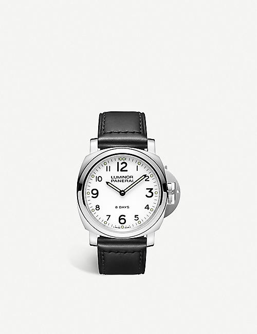 PANERAI: PAM00561 Luminor Base 8 Days stainless-steel and leather hand-wound mechanical watch