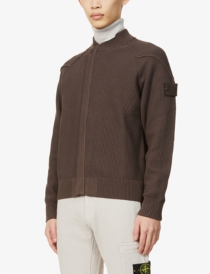 stone island wool zip cardigan