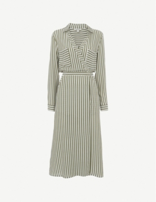 whistles stripe wrap shirt dress