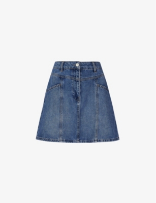 high rise denim mini skirt
