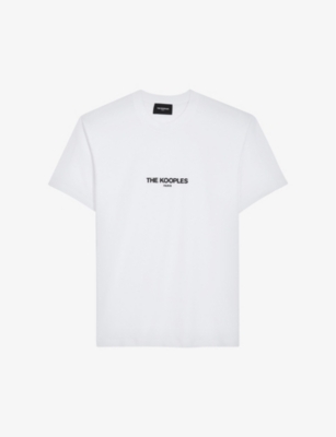 Shop The Kooples Men's Whi01 Brand-print Cotton T-shirt In Whi01 (white)