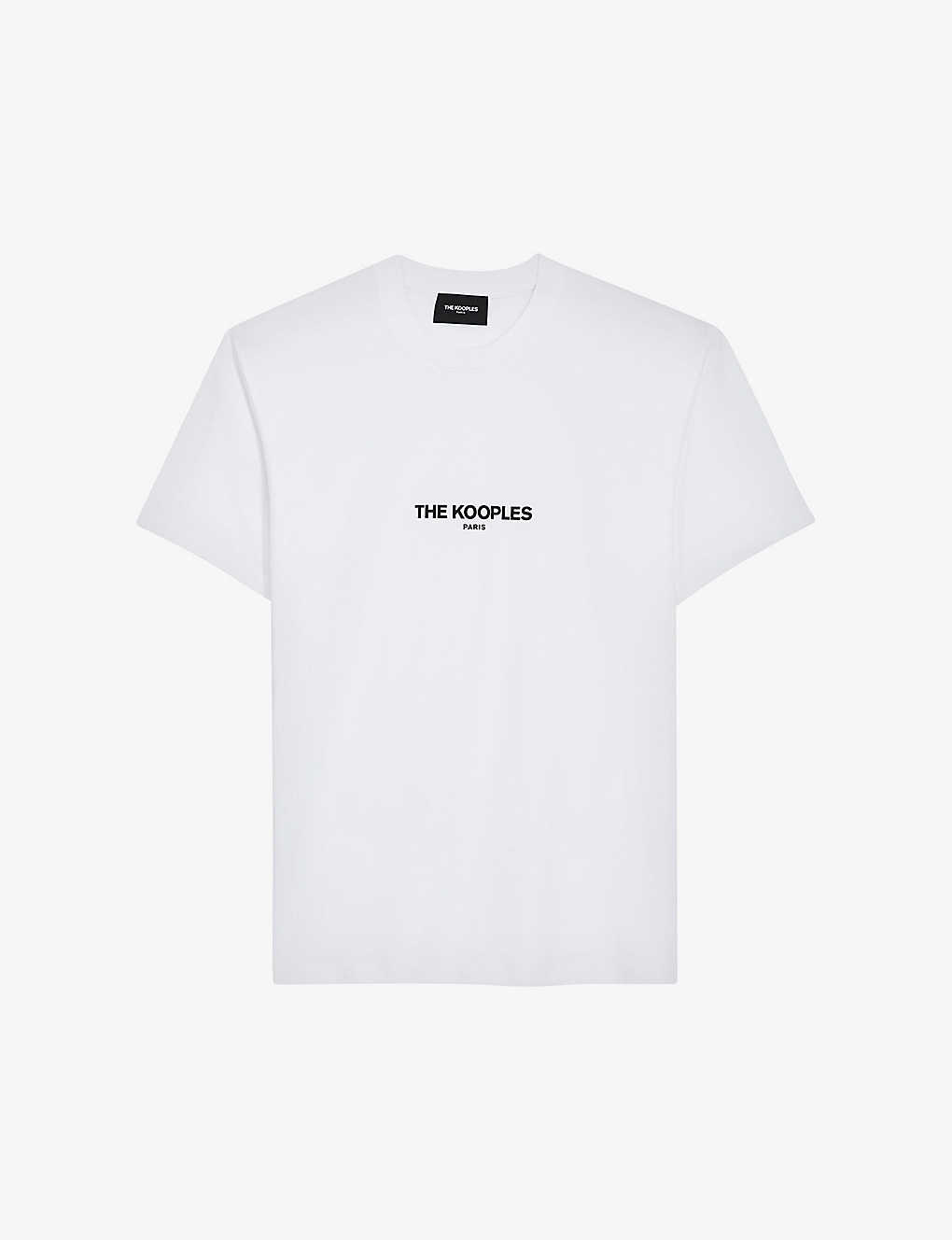 Shop The Kooples Men's Whi01 Brand-print Cotton T-shirt In Whi01 (white)