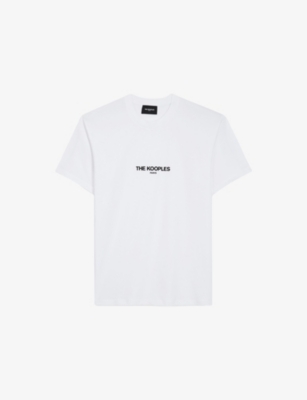 The Kooples Mens Whi01 Brand-print Cotton T-shirt