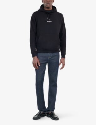 The Kooples Embroidered-logo Hoodie In Bla01 (black)