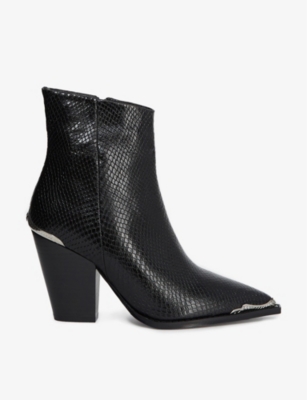 Embossed Leather Ankle Boots