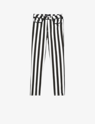 striped high rise jeans