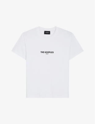 The Kooples Brand-print Cotton-jersey T-shirt In Whi01 (white)