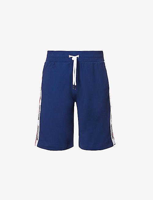 MOSCHINO: Branded-tape cotton-blend jersey shorts