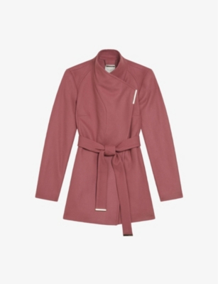 Ted Baker Womens Dusky-pink Rytaa Wrap Wool-blend Coat