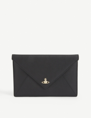 VIVIENNE WESTWOOD - Victoria leather envelope clutch | Selfridges.com
