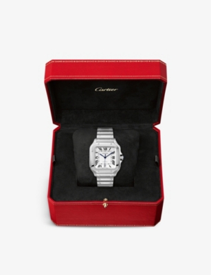 CRWSSA0018 Santos de Cartier Large Model stainless steel and leather watch