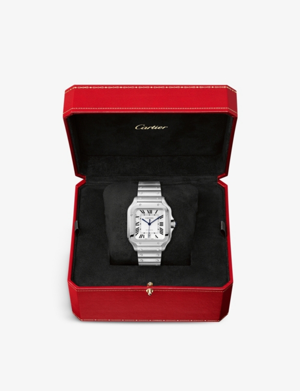 CRWSSA0018 Santos de Cartier Large Model stainless steel and leather watch