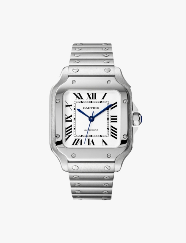CRWSSA0029 Santos de Cartier medium stainless-steel and leather watch