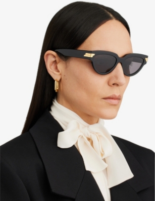 Bottega Veneta Womens Black Bv1035s Acetate Cat's Eye Sunglasses In Black