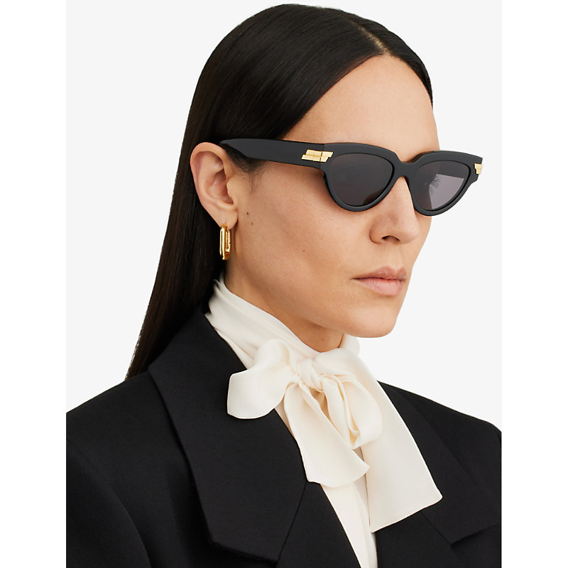Shop Bottega Veneta Women's Black Bv1035s Acetate Cat's Eye Sunglasses