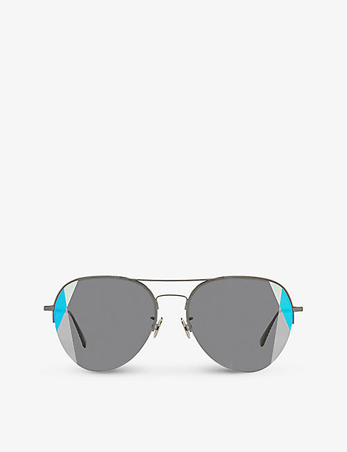 BOTTEGA VENETA: BV0247S metal pilot-frame sunglasses