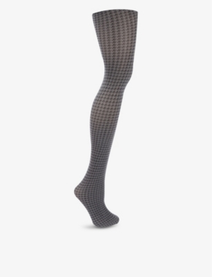 WOLFORD Leslie houndstooth cotton blend knitted tights