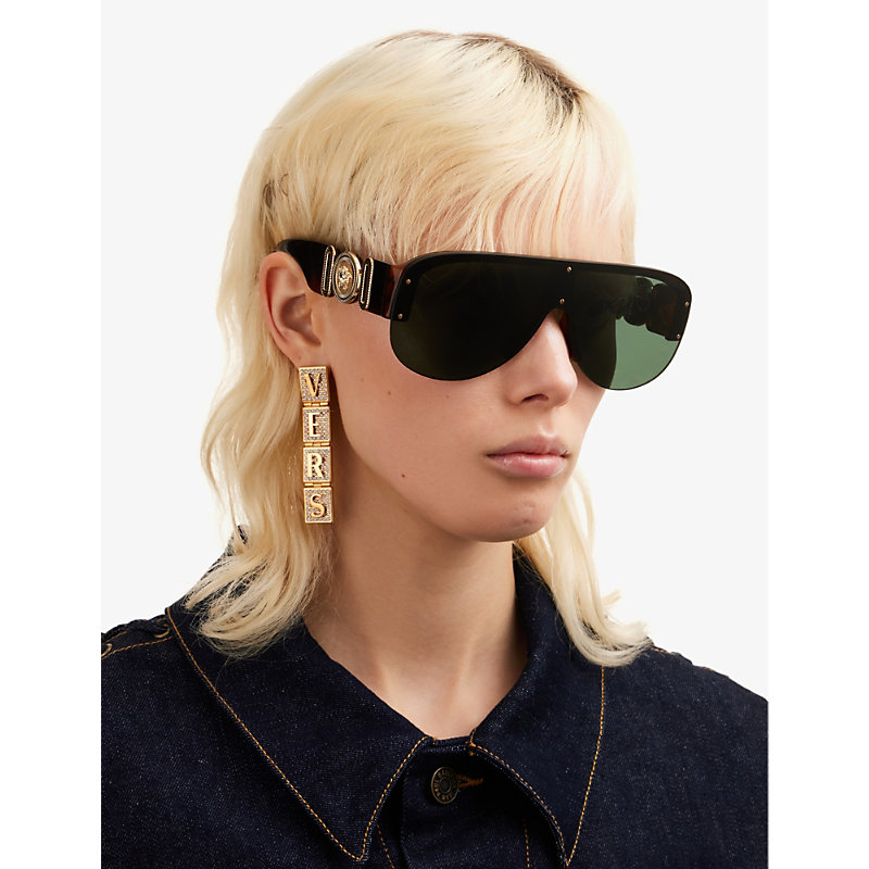Shop Versace Women's Brown Ve4391 Round-frame Sunglasses