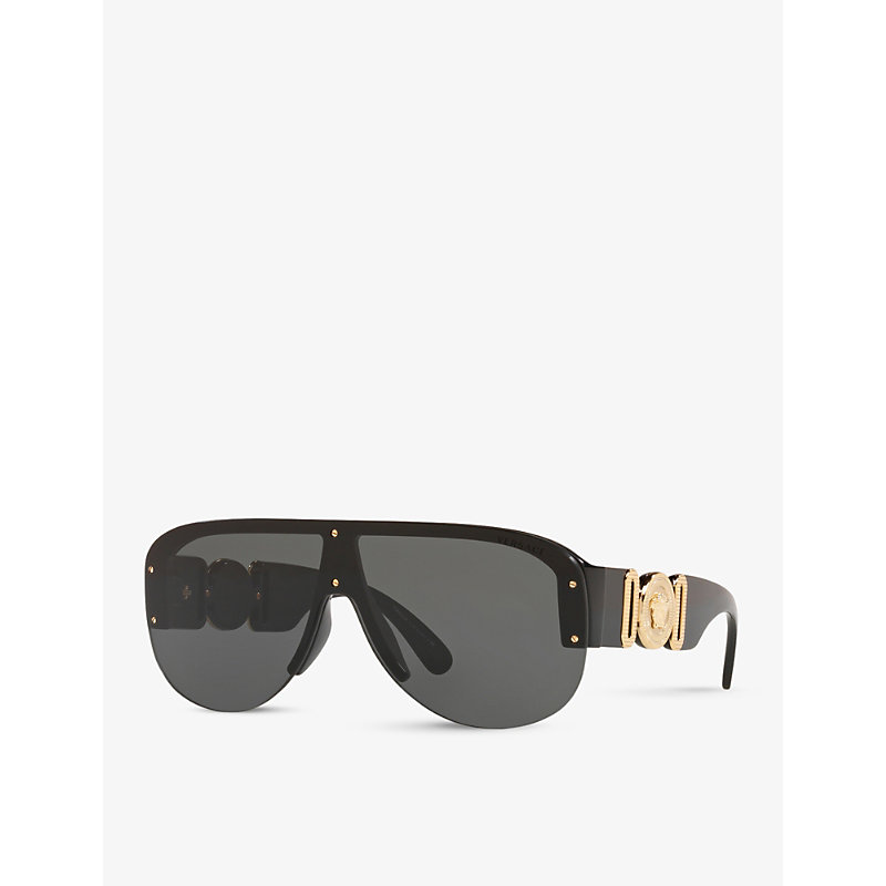 Shop Versace Women's Black Ve4391 Round-frame Sunglasses