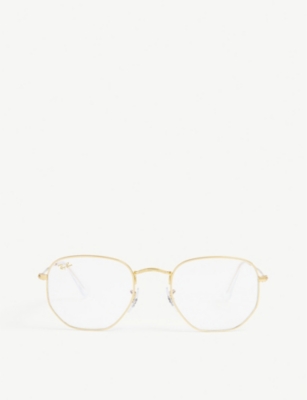 Ray Ban Rb3548 Hexagonal-frame Glasses In Gold