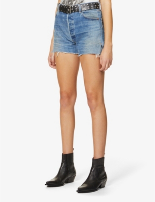 faded high waisted shorts