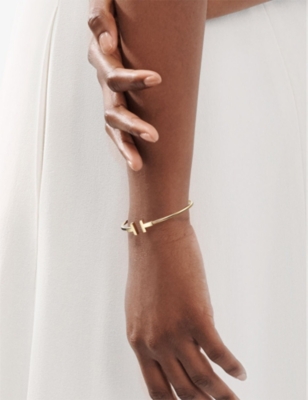 Tiffany & Co Womens Yellow Gold Tiffany T Wire 18ct Yellow-gold Bracelet In Yellow Gold