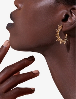 Shop Rachel Jackson Women's Gold Electric Goddess 22ct Gold-plated Sterling Silver Hoop Earrings
