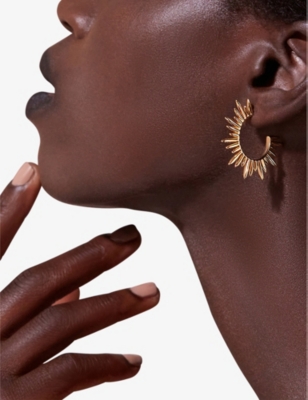 RACHEL JACKSON: Electric Goddess 22ct gold-plated sterling silver hoop earrings