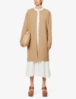 Max Mara Studio Girotta Cable Knit Panel Stretch Jersey Coat Selfridges Com