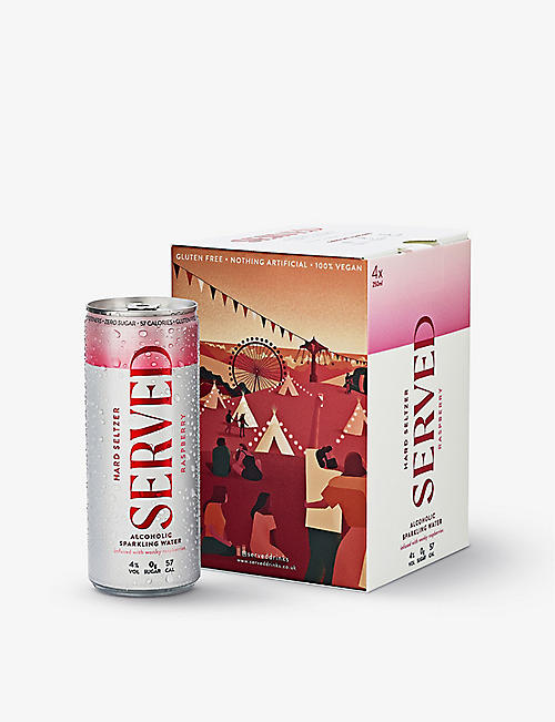 SERVED: Served raspberry-infused hard seltzer pack of four x 250ml
