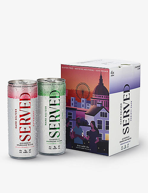 SERVED: Served raspberry and lime-infused hard seltzer pack of four x 250ml