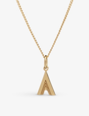 Rachel Jackson Art Deco Initial A 22ct Gold-plated Sterling Silver Necklace In 22 Carat Gold Plated