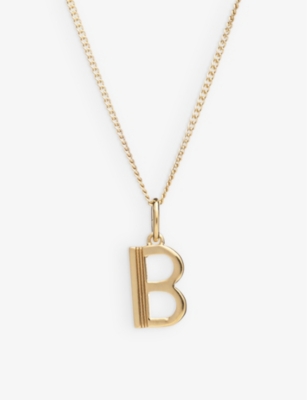 Rachel Jackson Art Deco B Initial 22ct Gold-plated Sterling-silver Necklace In 22 Carat Gold Plated