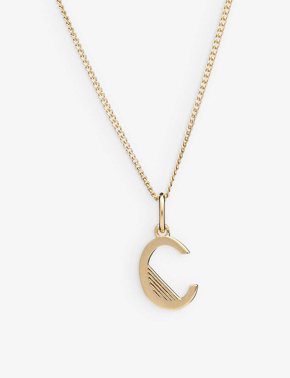 Rachel Jackson Art Deco C Initial Yellow Gold-plated Sterling-silver Necklace In 22 Carat Gold Plated