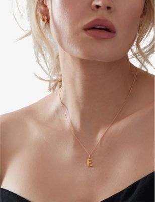 RACHEL JACKSON: Art Deco E Initial yellow gold-plated sterling-silver necklace