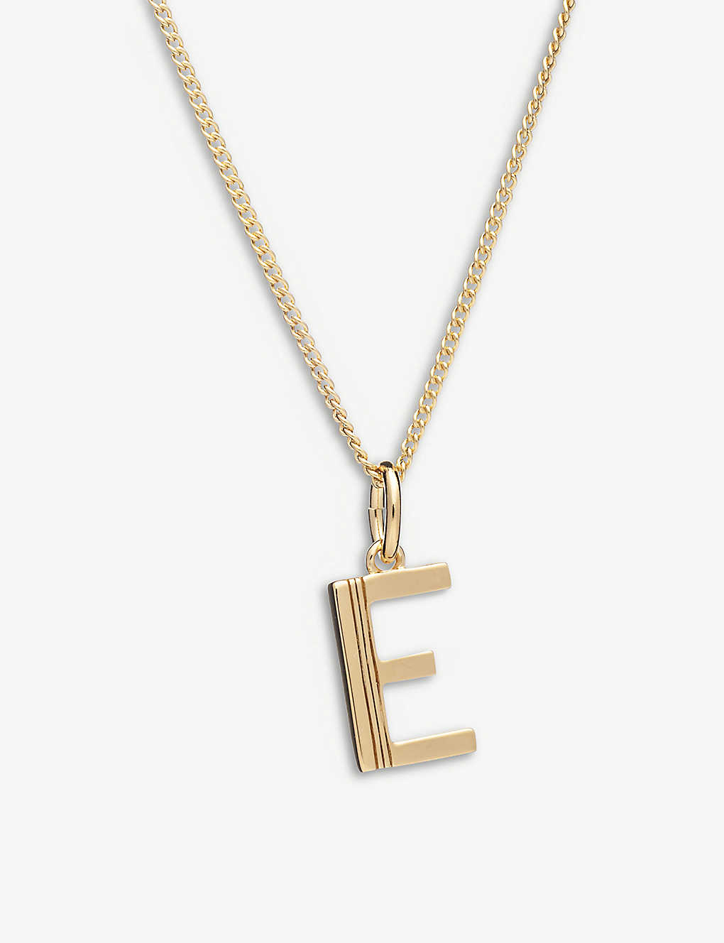 Rachel Jackson Art Deco E Initial Yellow Gold-plated Sterling-silver Necklace In 22 Carat Gold Plated
