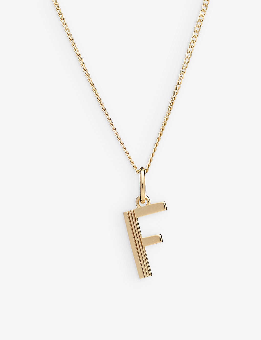 Rachel Jackson Art Deco F Initial Gold-plated Sterling Silver Necklace In 22 Carat Gold Plated