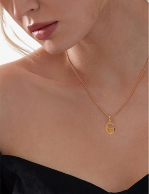 Shop Rachel Jackson Womens 22 Carat Gold Plated Art Deco Initial 22ct Gold-plated Sterling Silver Necklac