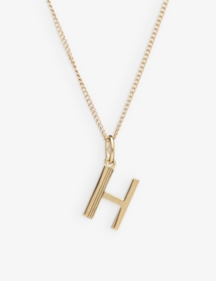 Rachel Jackson Art Deco H Initial 22ct Gold-plated Sterling Silver Necklace In 22 Carat Gold Plated
