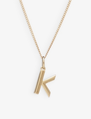Rachel Jackson Art Deco K Initial 22ct Yellow Gold-plated Sterling-silver Necklace In 22 Carat Gold Plated