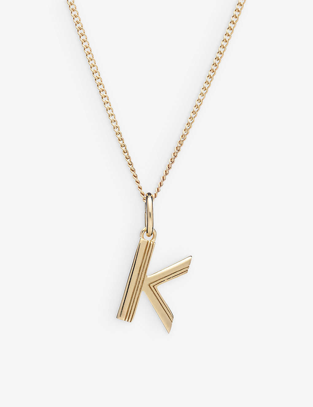 Rachel Jackson Art Deco K Initial 22ct Yellow Gold-plated Sterling-silver Necklace In 22 Carat Gold Plated