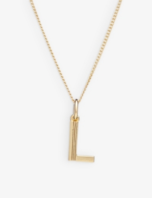 Rachel Jackson Art Deco L Initial 22ct Yellow Gold-plated Sterling-silver Necklace In 22 Carat Gold Plated