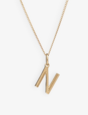 RACHEL JACKSON: Art Deco N Initial 22ct yellow gold-plated sterling-silver necklace