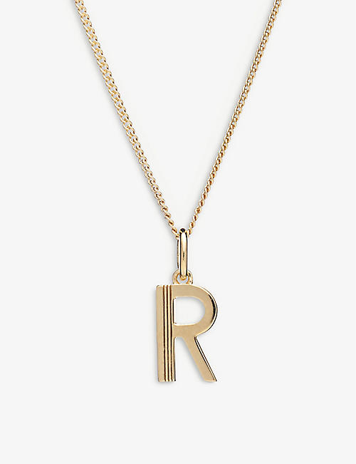 RACHEL JACKSON: Art Deco R Initial 22ct yellow gold-plated sterling-silver necklace