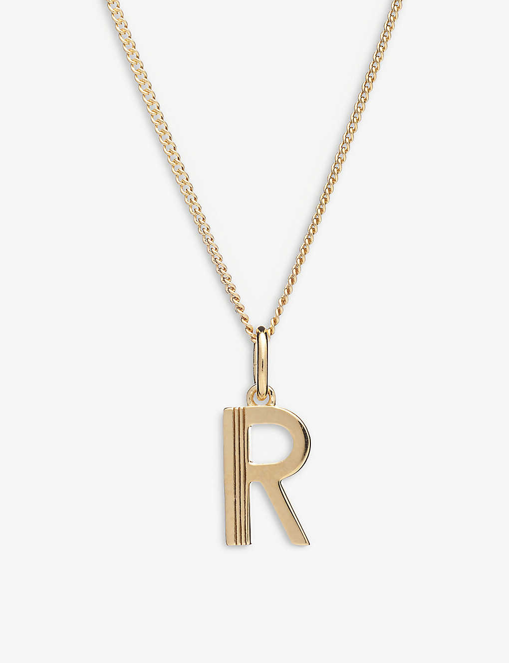 Rachel Jackson Art Deco R Initial 22ct Yellow Gold-plated Sterling-silver Necklace In 22 Carat Gold Plated