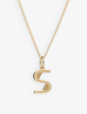 Rachel Jackson Art Deco S Initial 22ct Yellow Gold-plated Sterling-silver Necklace In 22 Carat Gold Plated