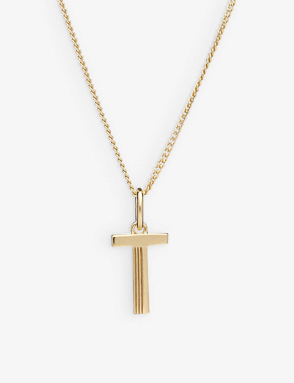 Rachel Jackson Art Deco T Initial 22ct Yellow Gold-plated Sterling-silver Necklace In 22 Carat Gold Plated