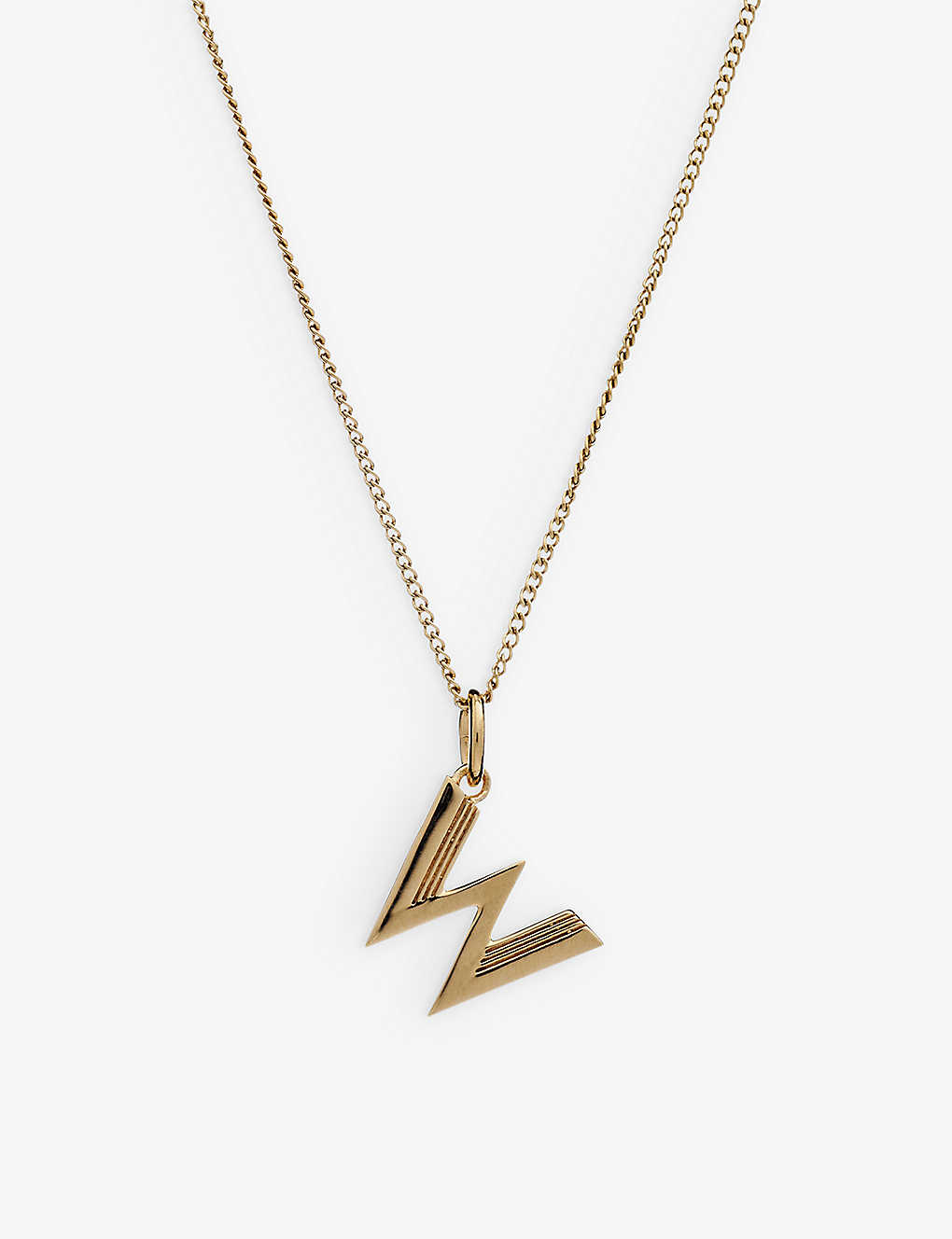 Rachel Jackson Art Deco W Initial 22ct Yellow Gold-plated Sterling Silver Necklace In 22 Carat Gold Plated
