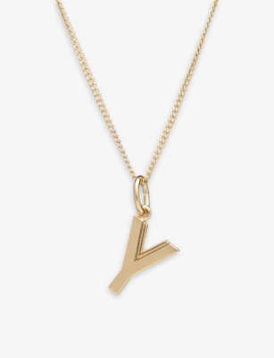 Rachel Jackson Art Deco Y Initial 22ct Yellow Gold-plated Sterling Silver Necklace In 22 Carat Gold Plated
