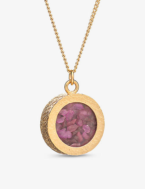 RACHEL JACKSON: Birthstone Amulet July ruby and 22ct gold-plated sterling silver necklace